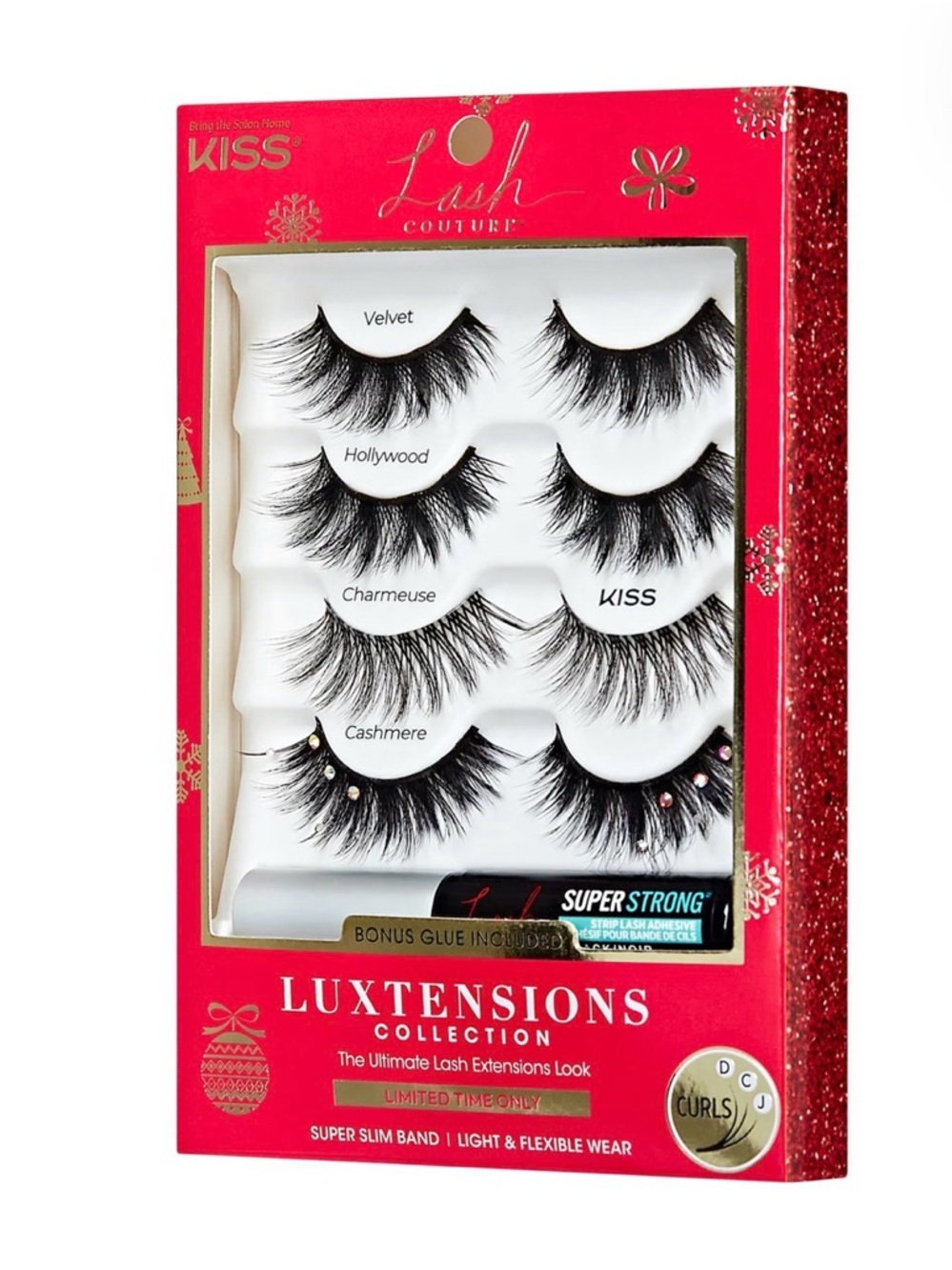 Kiss False Eyelashes Trio with Application Guide - Black & Pink